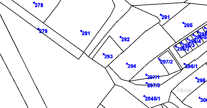 Parcela st. 293 v KÚ Semily, Katastrální mapa