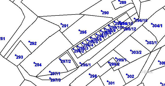 Parcela st. 296/4 v KÚ Semily, Katastrální mapa