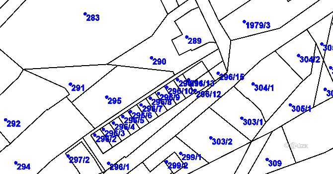 Parcela st. 296/10 v KÚ Semily, Katastrální mapa