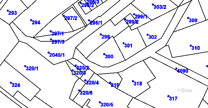 Parcela st. 300 v KÚ Semily, Katastrální mapa