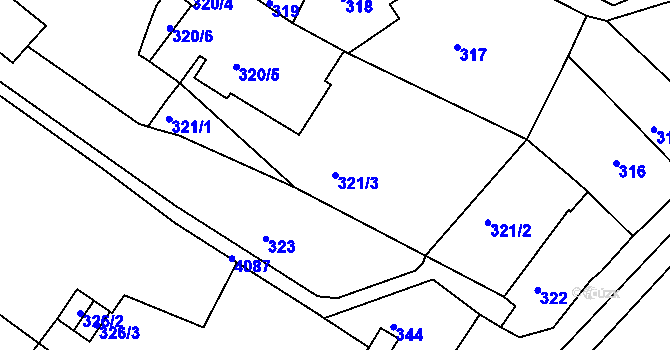 Parcela st. 321/3 v KÚ Semily, Katastrální mapa