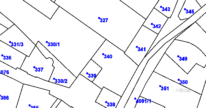 Parcela st. 340 v KÚ Semily, Katastrální mapa