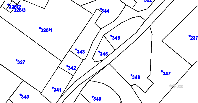 Parcela st. 345 v KÚ Semily, Katastrální mapa