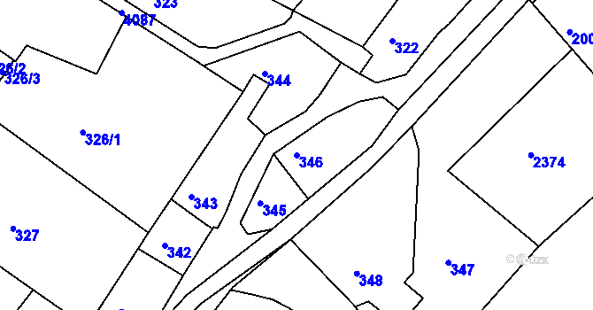 Parcela st. 346 v KÚ Semily, Katastrální mapa