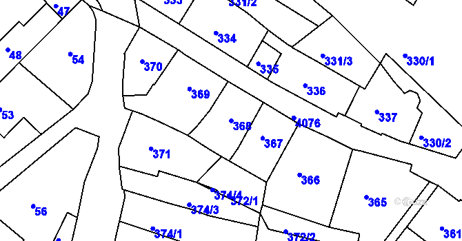 Parcela st. 368 v KÚ Semily, Katastrální mapa