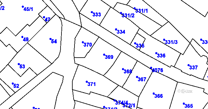 Parcela st. 369 v KÚ Semily, Katastrální mapa