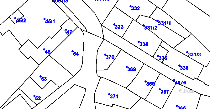 Parcela st. 370 v KÚ Semily, Katastrální mapa