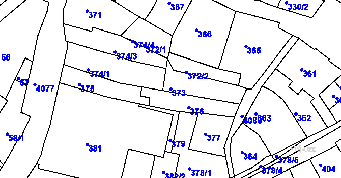 Parcela st. 373 v KÚ Semily, Katastrální mapa