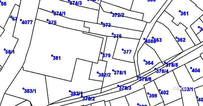 Parcela st. 379 v KÚ Semily, Katastrální mapa