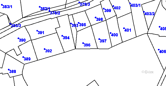 Parcela st. 396 v KÚ Semily, Katastrální mapa