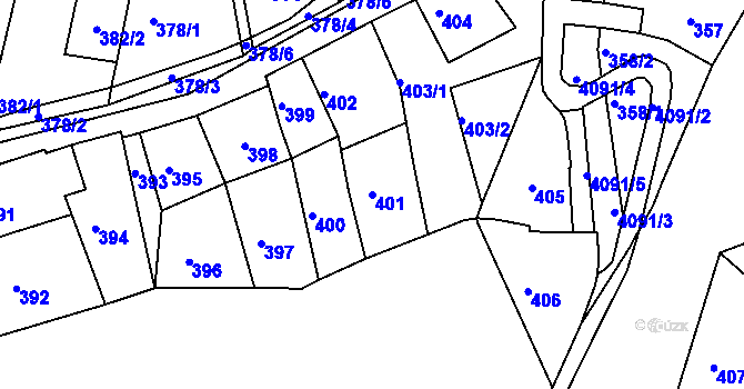Parcela st. 401 v KÚ Semily, Katastrální mapa