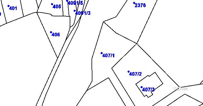 Parcela st. 407/1 v KÚ Semily, Katastrální mapa
