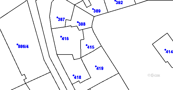 Parcela st. 415 v KÚ Semily, Katastrální mapa