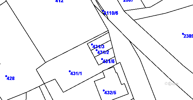 Parcela st. 431/2 v KÚ Semily, Katastrální mapa