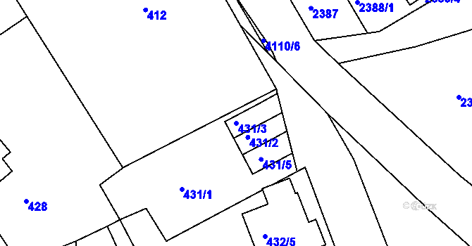 Parcela st. 431/3 v KÚ Semily, Katastrální mapa