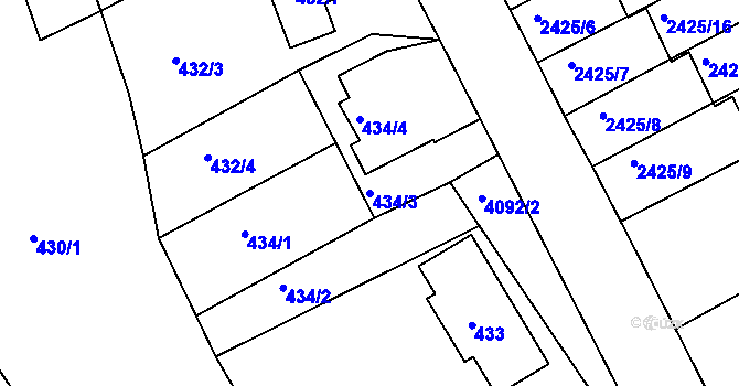 Parcela st. 434/3 v KÚ Semily, Katastrální mapa