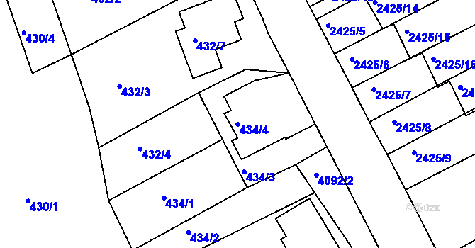Parcela st. 434/4 v KÚ Semily, Katastrální mapa