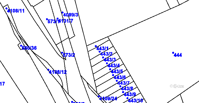 Parcela st. 443/2 v KÚ Semily, Katastrální mapa