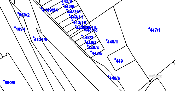 Parcela st. 448/4 v KÚ Semily, Katastrální mapa