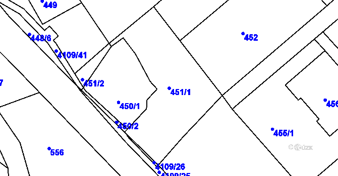 Parcela st. 451/1 v KÚ Semily, Katastrální mapa