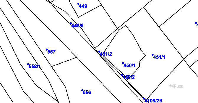 Parcela st. 451/2 v KÚ Semily, Katastrální mapa