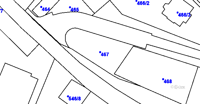 Parcela st. 467 v KÚ Semily, Katastrální mapa