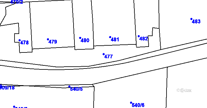 Parcela st. 477 v KÚ Semily, Katastrální mapa