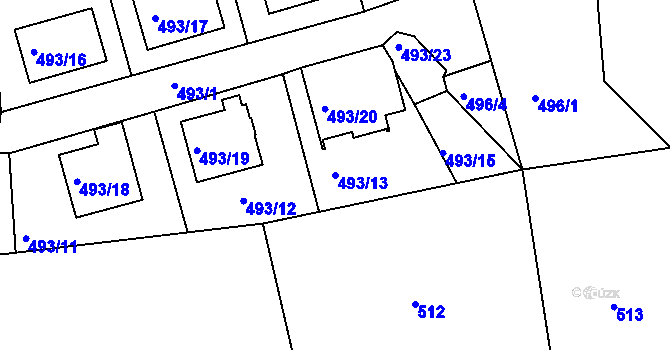 Parcela st. 493/13 v KÚ Semily, Katastrální mapa