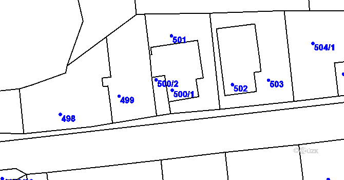 Parcela st. 500/1 v KÚ Semily, Katastrální mapa