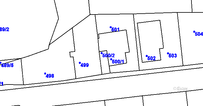 Parcela st. 500/2 v KÚ Semily, Katastrální mapa