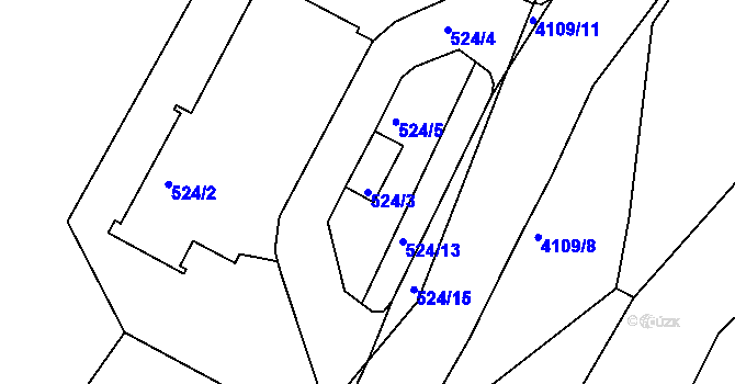 Parcela st. 524/3 v KÚ Semily, Katastrální mapa
