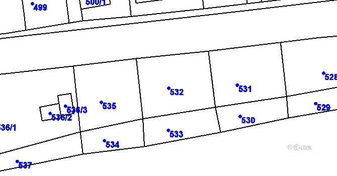 Parcela st. 532 v KÚ Semily, Katastrální mapa