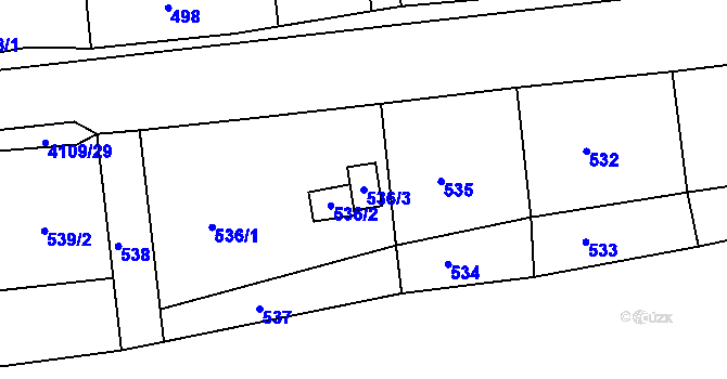 Parcela st. 536/3 v KÚ Semily, Katastrální mapa