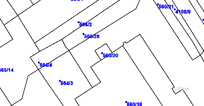 Parcela st. 560/20 v KÚ Semily, Katastrální mapa