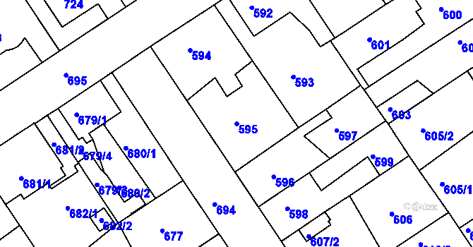 Parcela st. 595 v KÚ Semily, Katastrální mapa