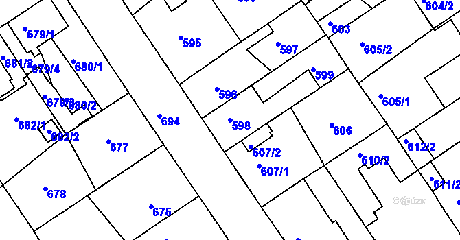 Parcela st. 598 v KÚ Semily, Katastrální mapa