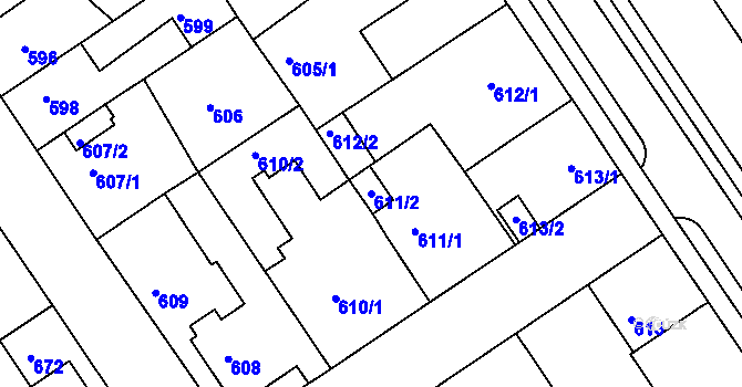 Parcela st. 611/2 v KÚ Semily, Katastrální mapa