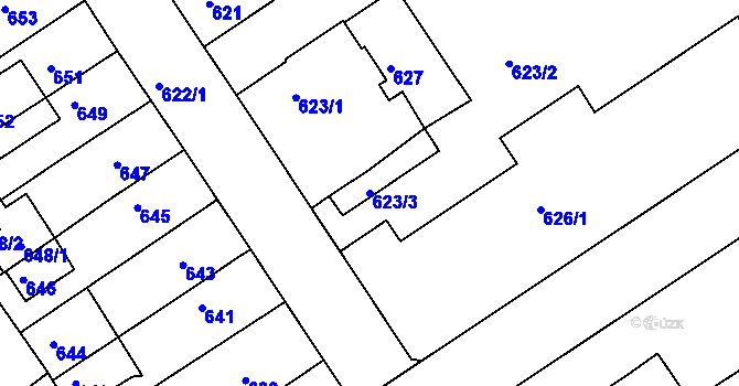 Parcela st. 623/3 v KÚ Semily, Katastrální mapa