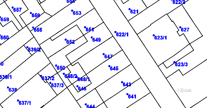 Parcela st. 647 v KÚ Semily, Katastrální mapa