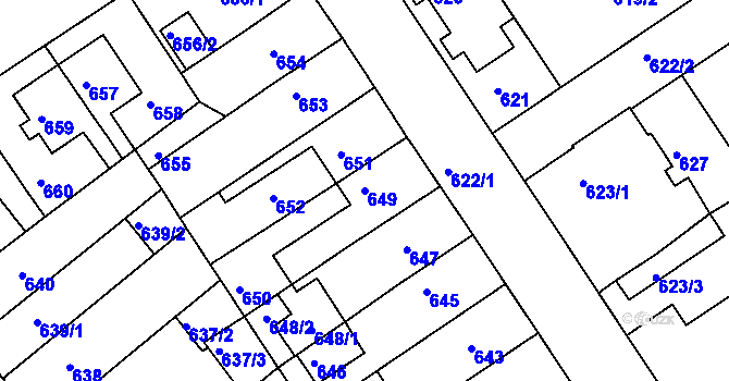 Parcela st. 649 v KÚ Semily, Katastrální mapa