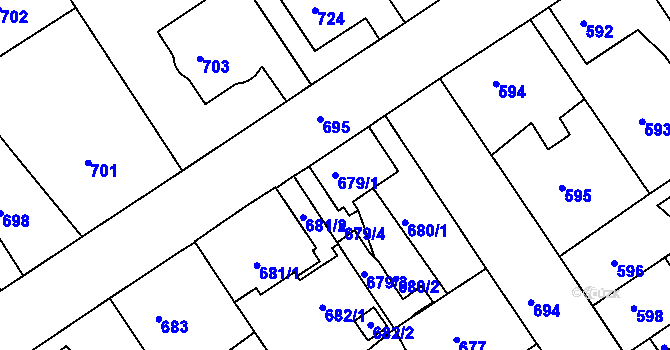 Parcela st. 679/1 v KÚ Semily, Katastrální mapa