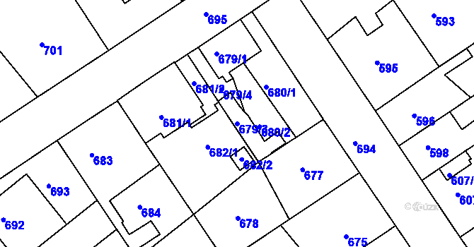 Parcela st. 679/3 v KÚ Semily, Katastrální mapa