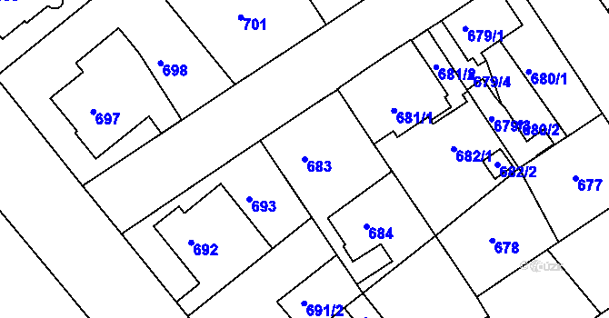 Parcela st. 683 v KÚ Semily, Katastrální mapa