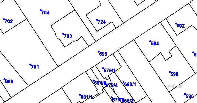 Parcela st. 695 v KÚ Semily, Katastrální mapa