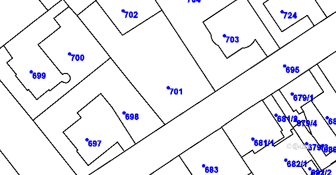 Parcela st. 701 v KÚ Semily, Katastrální mapa