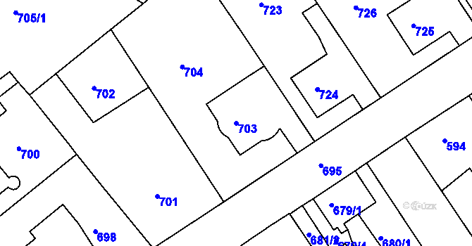 Parcela st. 703 v KÚ Semily, Katastrální mapa