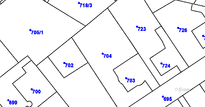 Parcela st. 704 v KÚ Semily, Katastrální mapa
