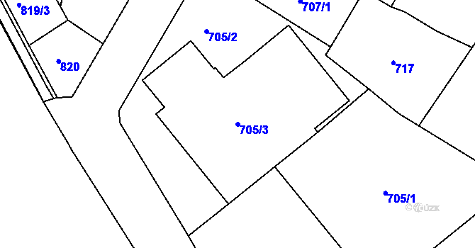 Parcela st. 705/3 v KÚ Semily, Katastrální mapa