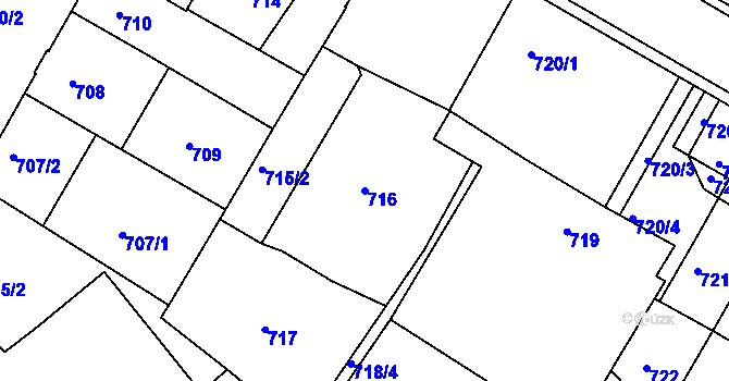 Parcela st. 716 v KÚ Semily, Katastrální mapa