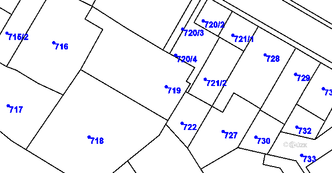 Parcela st. 719 v KÚ Semily, Katastrální mapa
